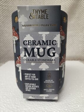 Thyme & Table Gray Ceramic Mushroom Mug - Durable Stoneware